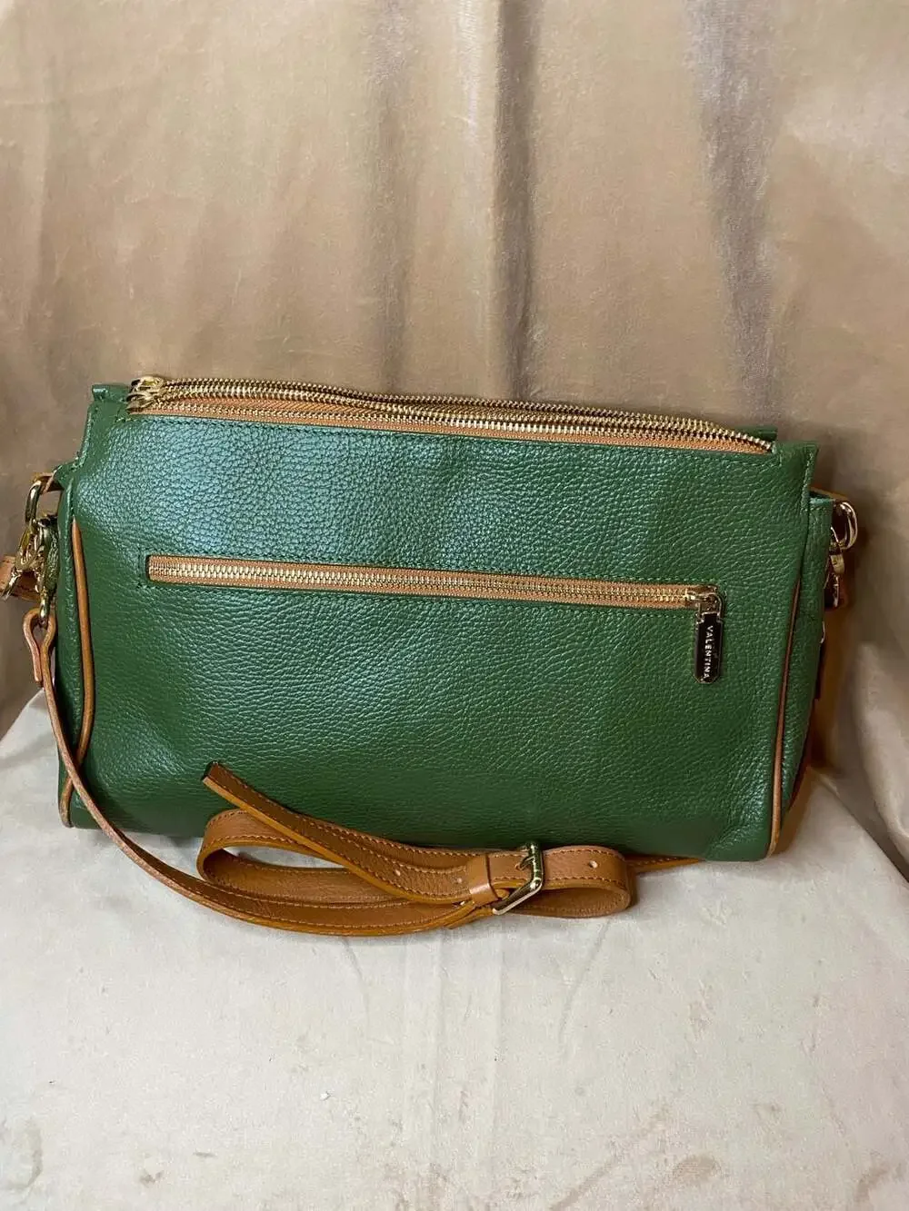 Valentina Green and Tan Crossbody Bag